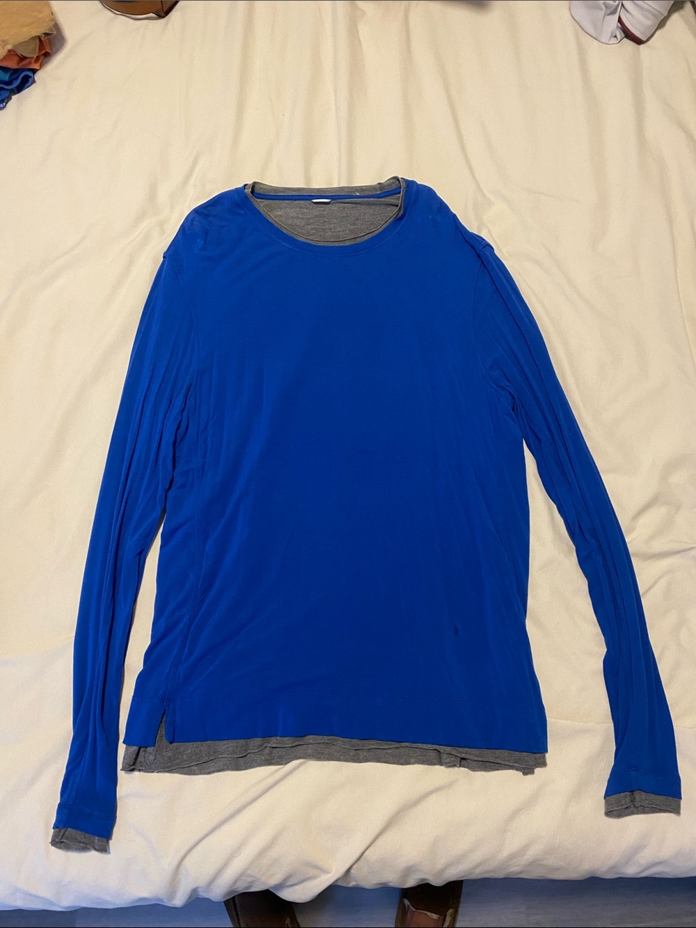 Kit and Ace Men's Long Sleeve Layered Cobalt Blue Tee